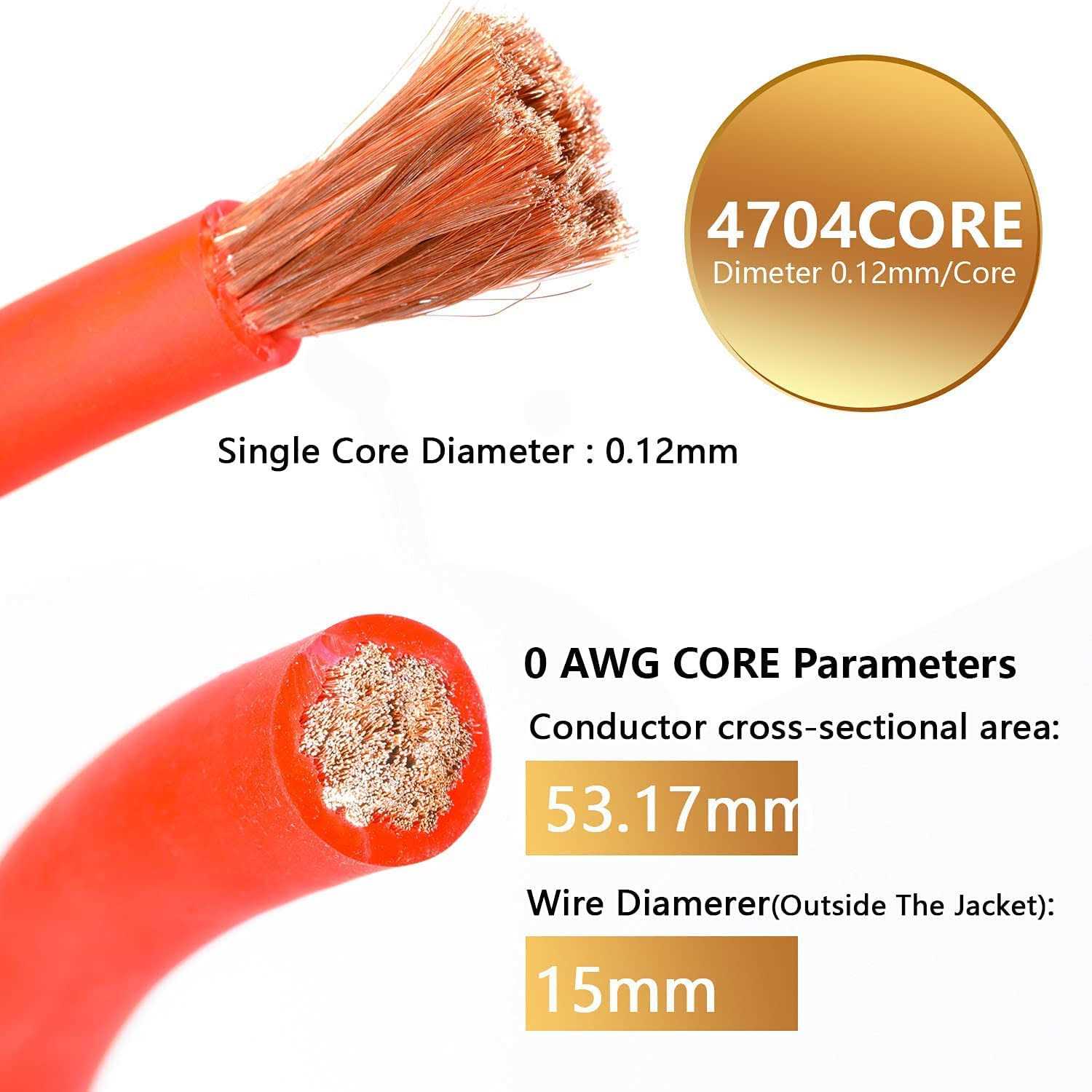 Topstronggear Gauge 25ft Black and 25ft Red Power/Ground Wire True AWG Power Wire-True Spec and Soft Touch Cable - MT - Mrs Treak
