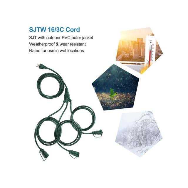 DEWENWILS Outdoor Extension Cord 3 Prong Outlets Plugs - MT - Mrs Treak