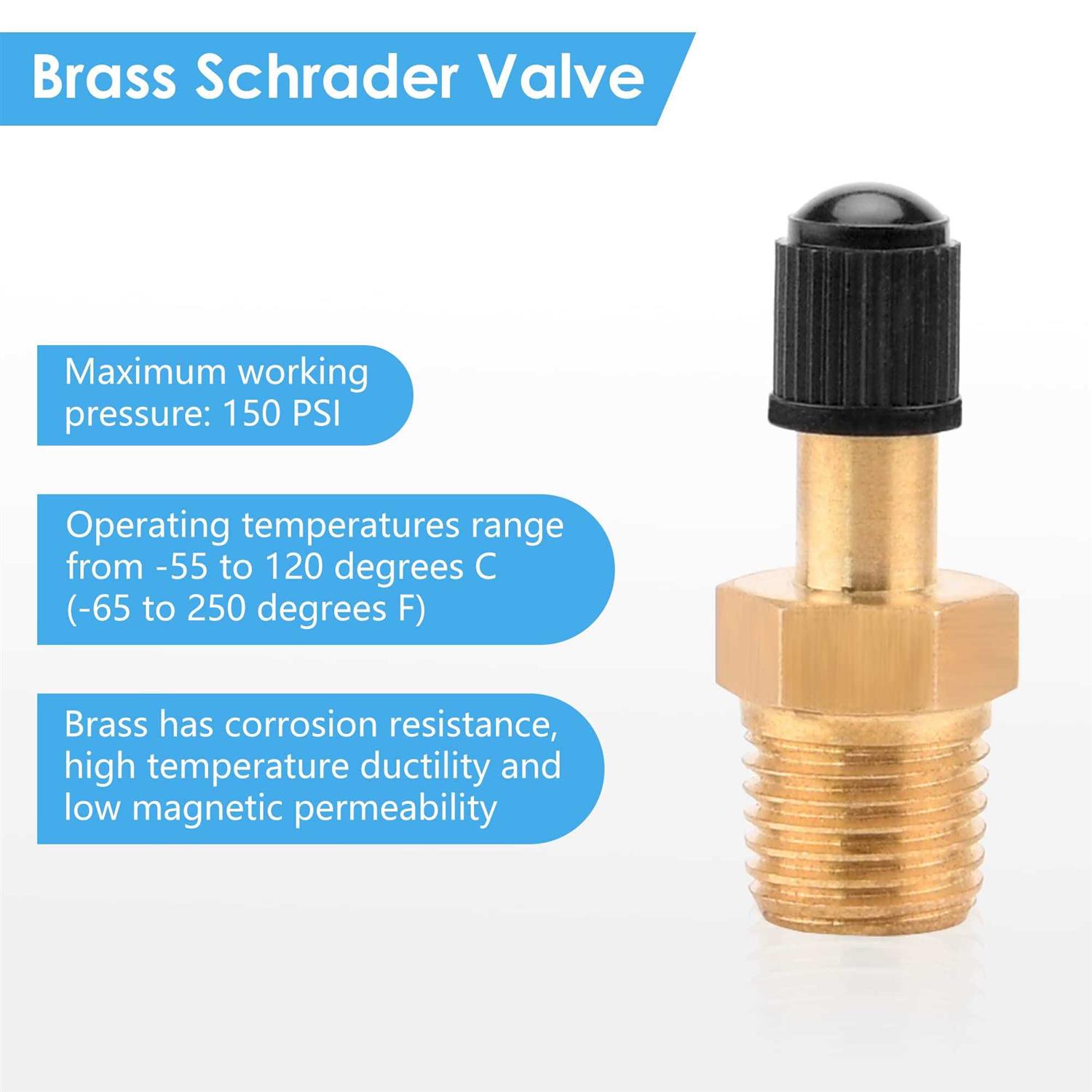 Luckyweld Schrader Valve 2Pcs Brass Tank Valve NPT Male Threads - MT - Mrs Treak