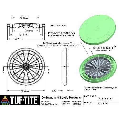 Tuf-Tite 24 Domed Septic Tank Lid for Tuf-Tite Risers Only - MT - Mrs Treak