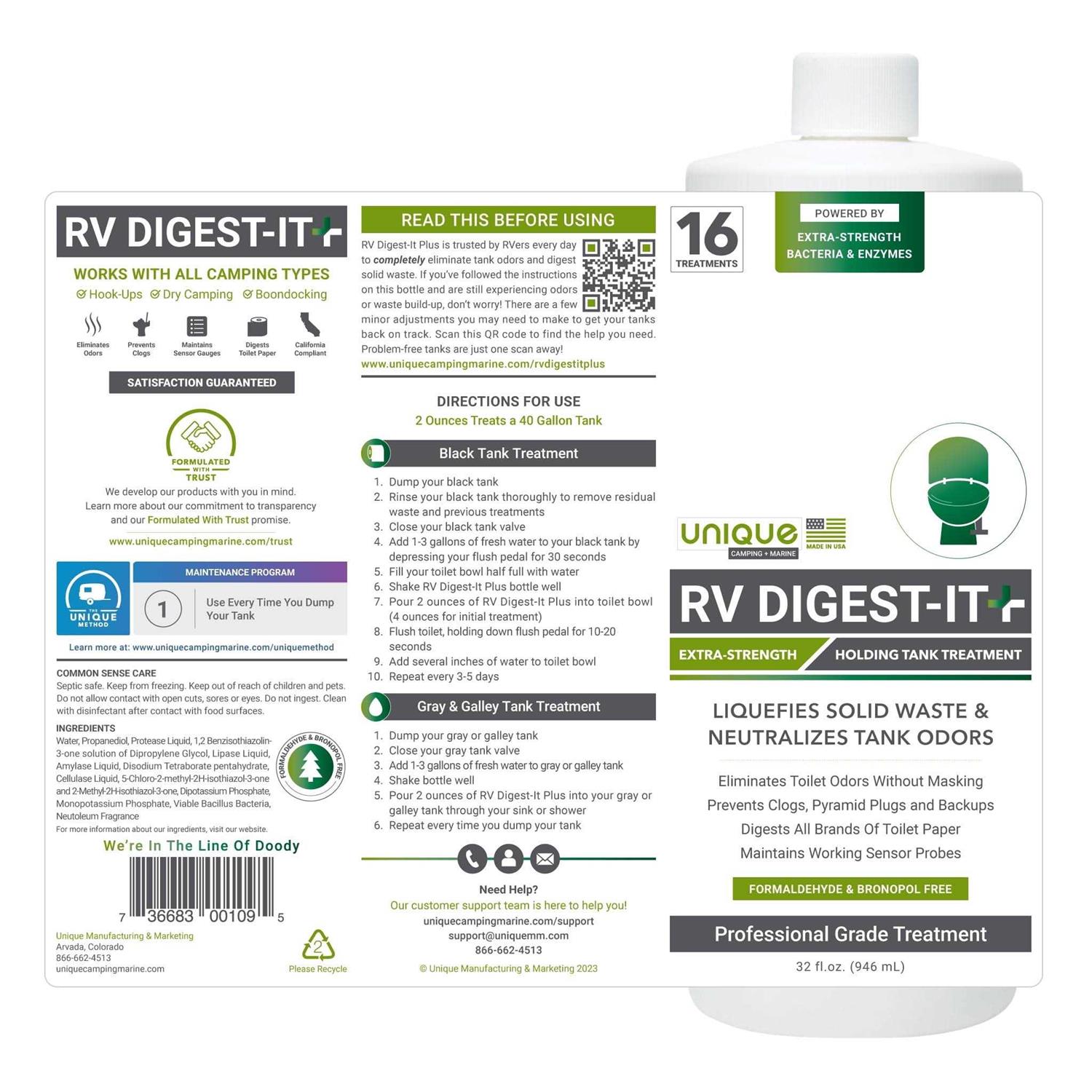 Unique RV Digest-It Plus Extra-Strength Black Tank Treatment Liquid - MT - Mrs Treak