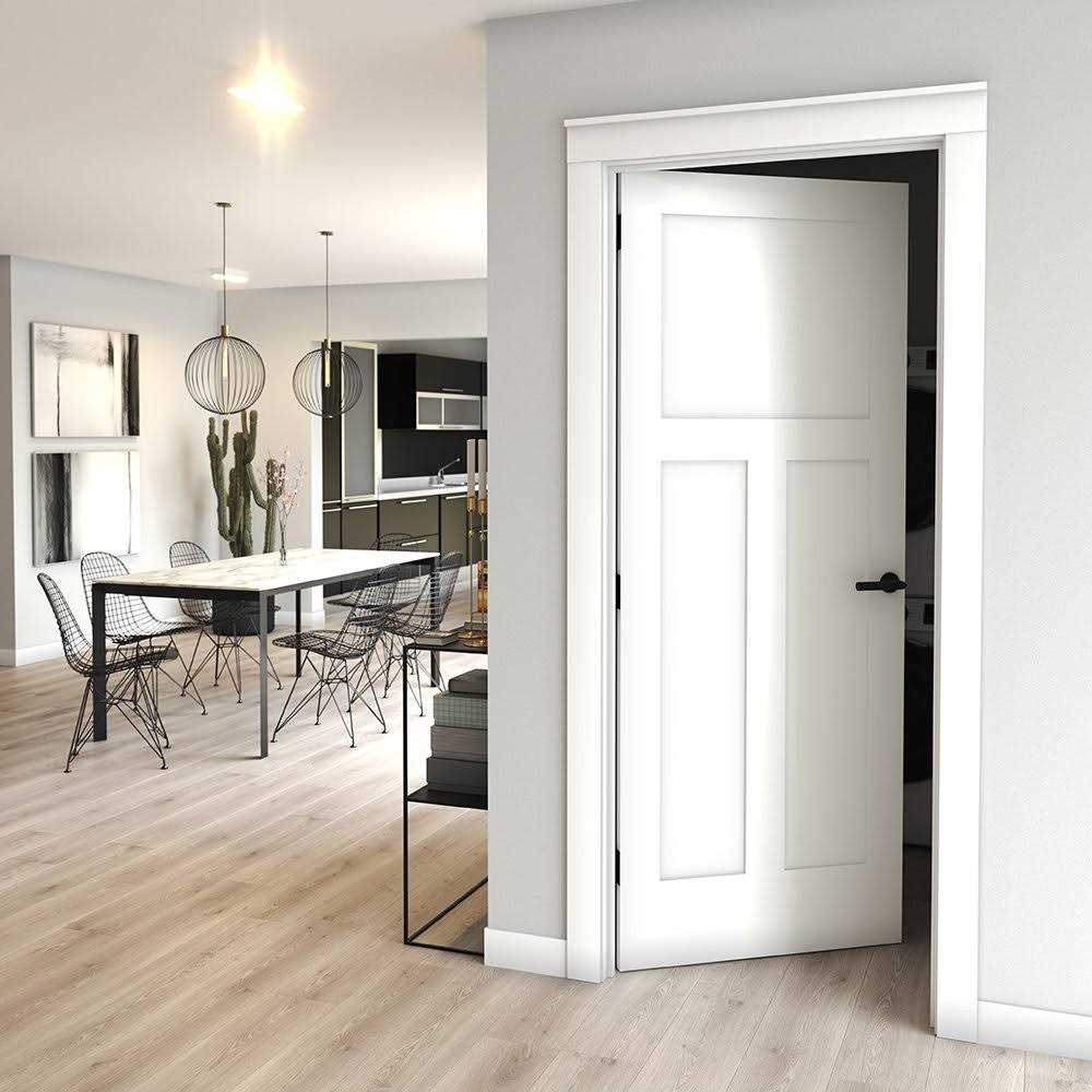 eightdoors 80 in. x 1-3/8 in. Shaker White Primed T-Shape 3-Panel Solid Core Wood Interior Slab Door - MT - Mrs Treak