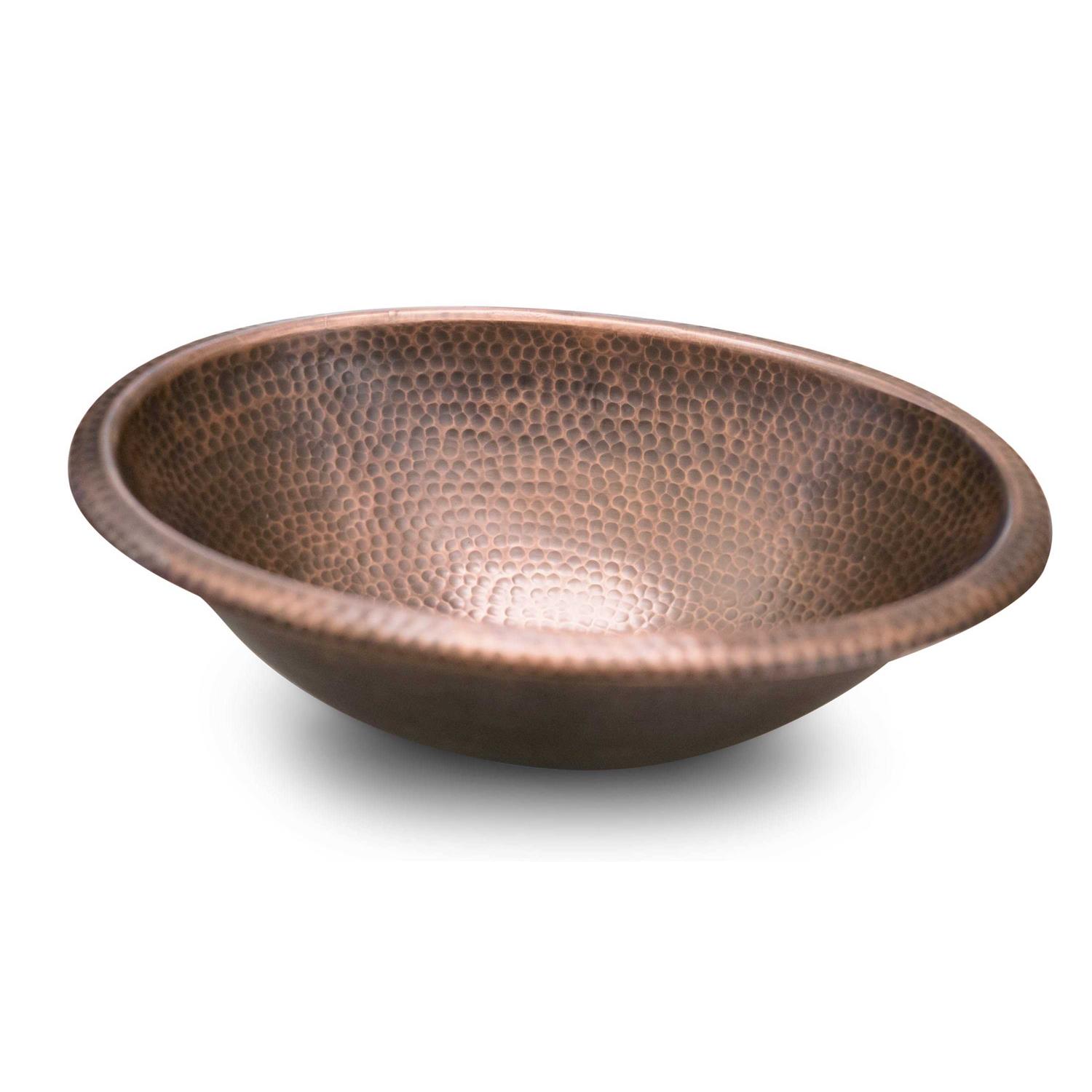 Monarch Abode 17 in. Hand Hammered Oval Drop-in Bathroom Sink in Pure Copper - MT - Mrs Treak