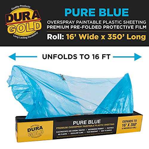 Dura-Gold Roll of Pure Blue Premium Overspray Paintable Plastic Sheeting - MT - Mrs Treak