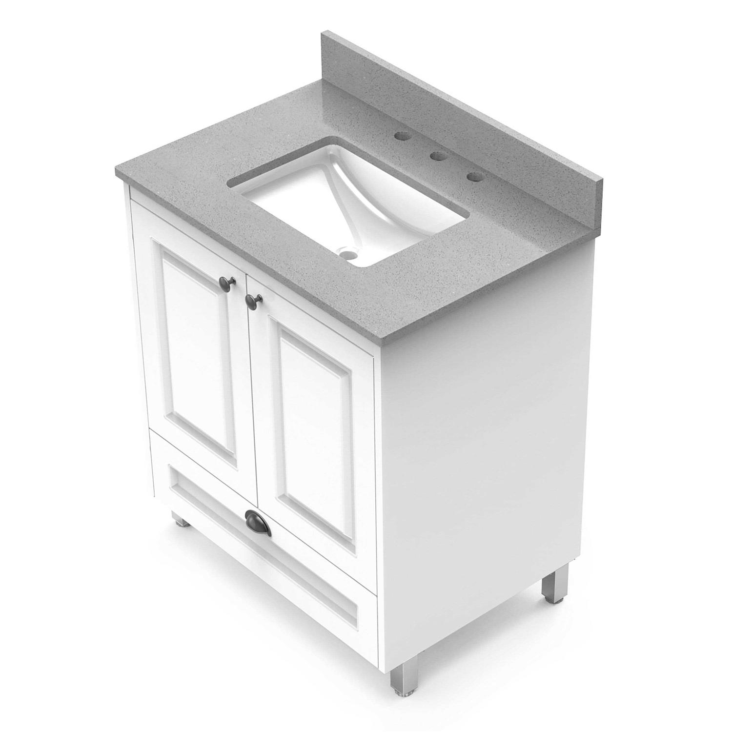 Winette 31 White Undermount Single Sink 3-Hole Bathroom Vanity Top Marble WVT - MT - Mrs Treak