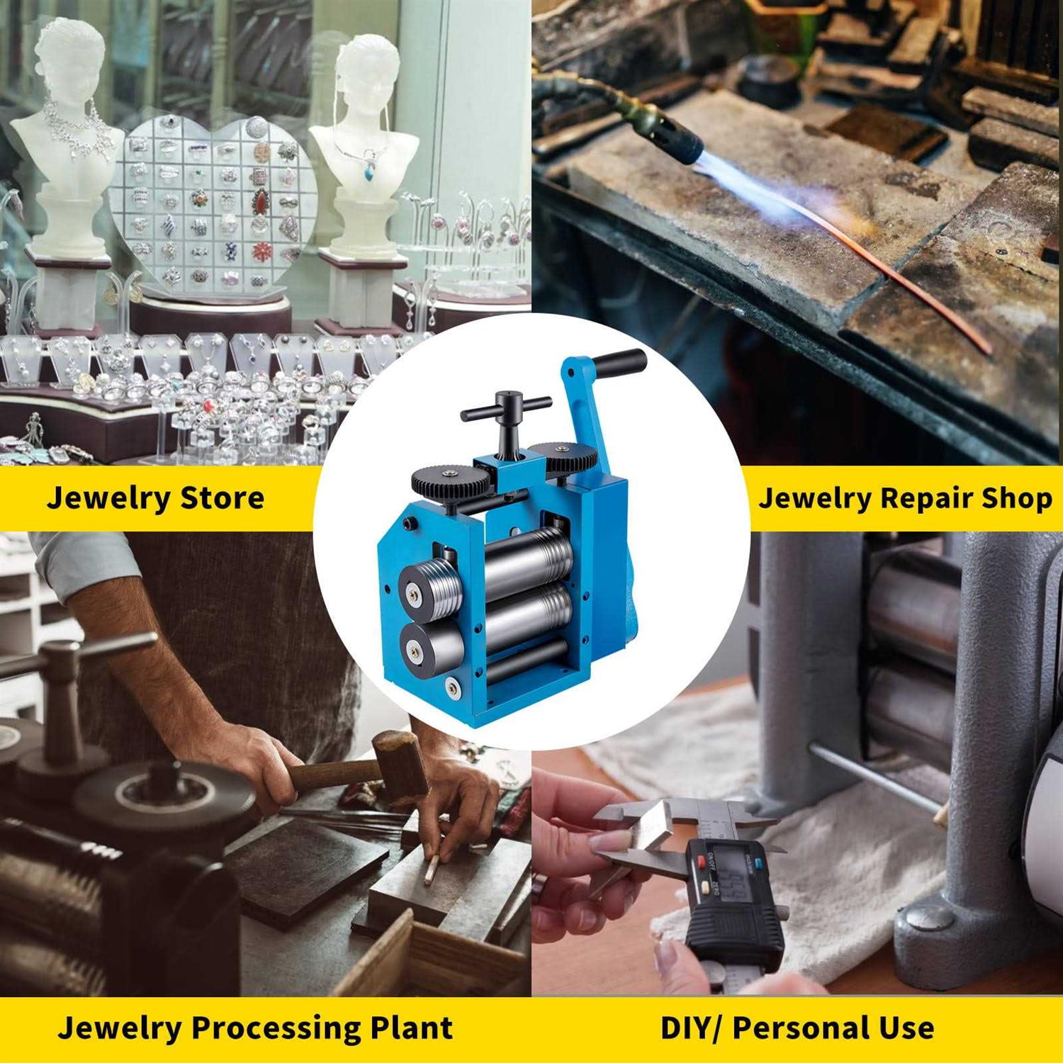 VEVOR Rolling Mills 3/76mm Jewelry Rolling Mill Machine Gear Ratio 1:2.5 Wire Roller Mill 0.1-7mm Press Thickness Manual Combination Rolling Mill SDYJ75MM3GQ2G72AHV0 - MT - Mrs Treak