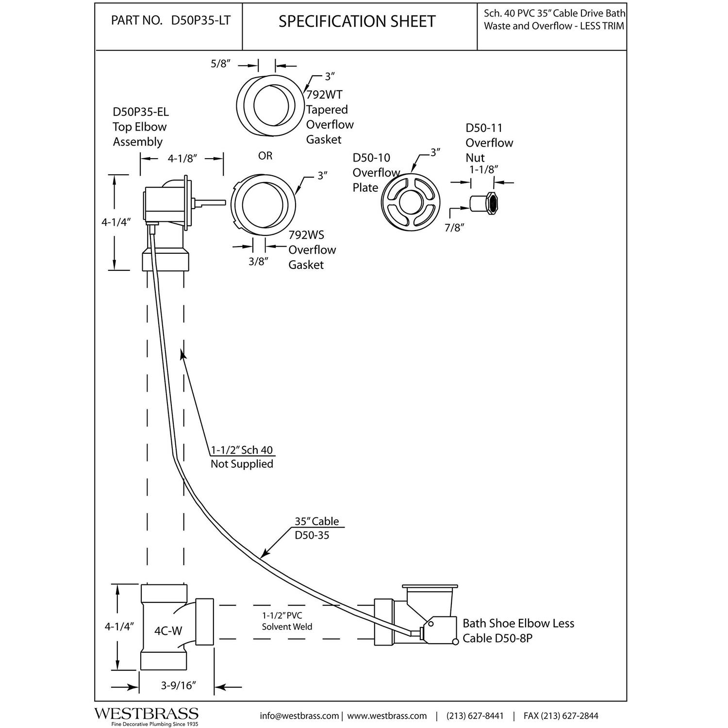 Westbrass D400G-RAW 1.5 in. Tubular Ground Joint P-Trap with Bell Flange - MT - Mrs Treak