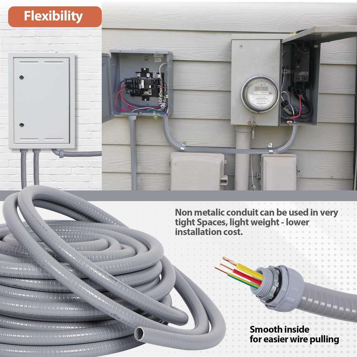 Neorexon Liquid-Tight Conduit and 10 Pieces of Connector Kit, Electrical Conduit Flexible Conduit with 5 Straight and 5 90-Degree - MT - Mrs Treak