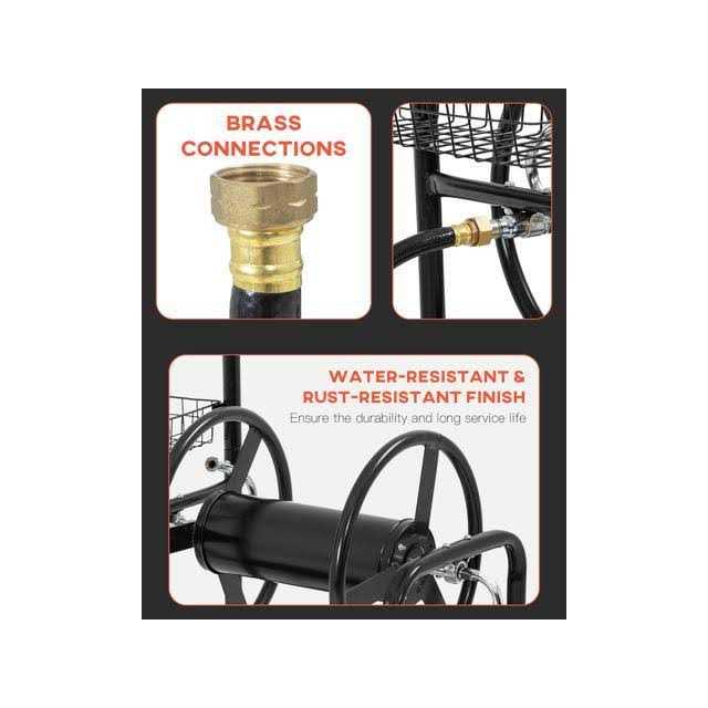 FDW Garden Water Hose Reel Cart Wheels Garden Lawn Water Truck Water Planting Cart Heavy Duty Outdoor Yard Water Planting Holds 300-Feet - MT - Mrs Treak