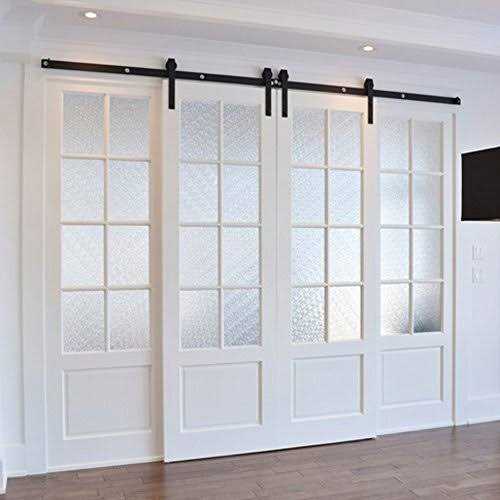 WINSOON 5-18FT Sliding Barn Wood Door Hardware Cabinet Closet Kit Antique Style for Double Doors Black Surface - MT - Mrs Treak