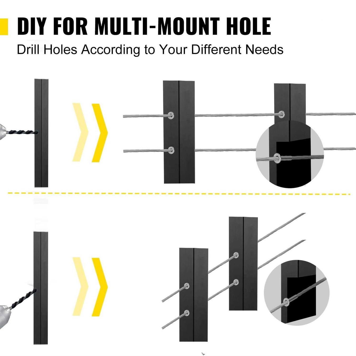 VEVOR Cable Railing Post 42 in. x 0.98 in. x 1.97 in. Stair Railing Mounting Bracket Stainless Stair Handrail - MT - Mrs Treak