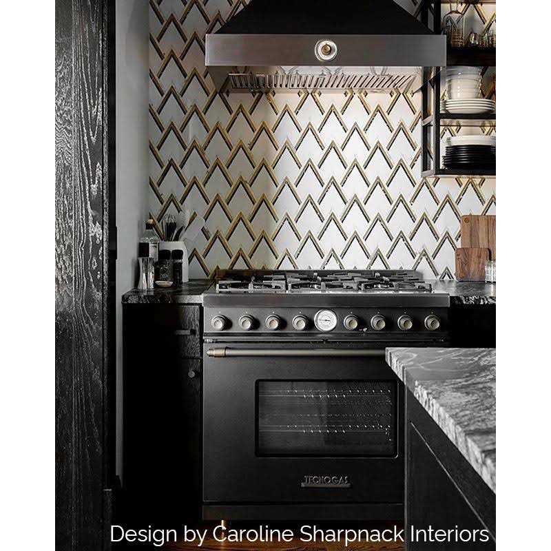 Ogee 4.23 x 5.28 Marble Chevron Mosaic Wall Tile Ivy Hill Tile - MT - Mrs Treak