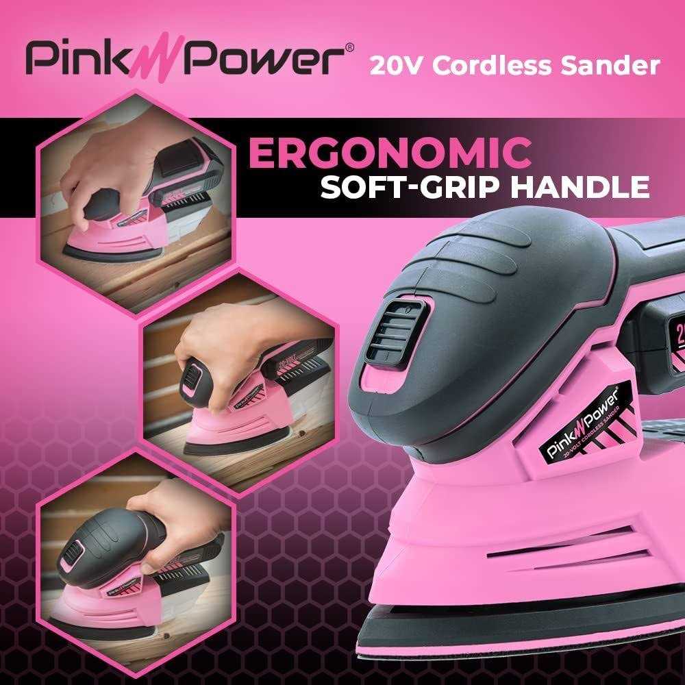 Pink Power 3.6 Volt Rechargeable Cordless Electric Screwdriver Set with Bubble Level - MT - Mrs Treak