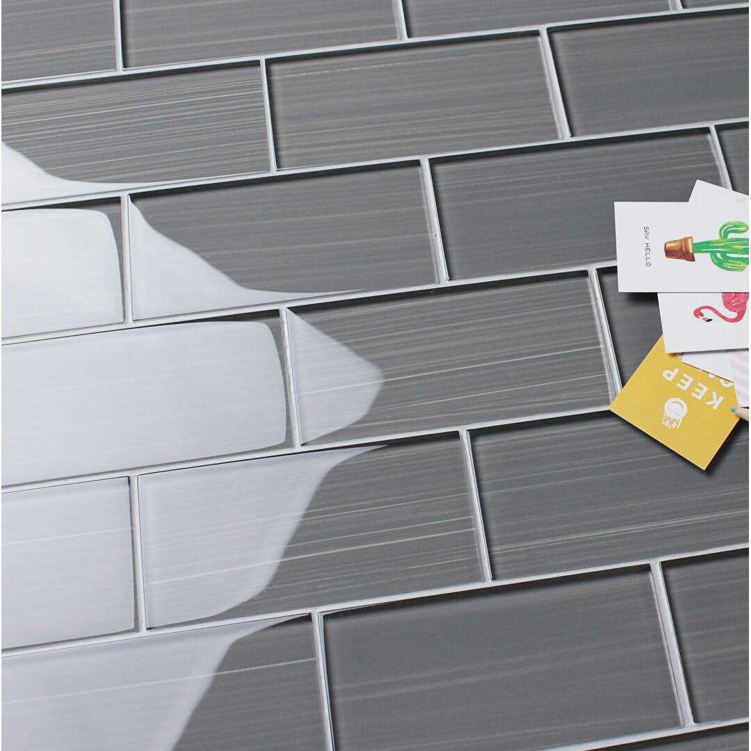 WS Tiles Hand Painted 3 in. x 6 in. Glass Subway 12 in. x 12 in. Mesh-Backed Wall Tile WST - MT - Mrs Treak