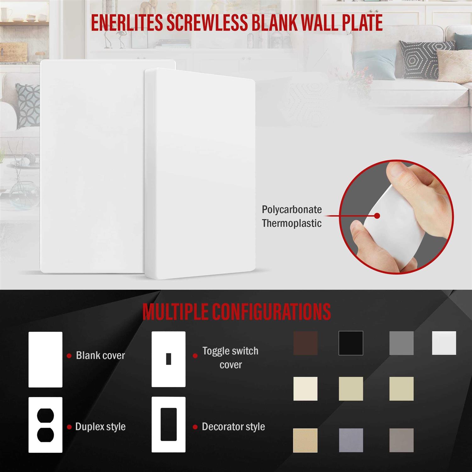 Enerlites Duplex Outlet Receptacle Cover Screwless Wall Plate - MT - Mrs Treak