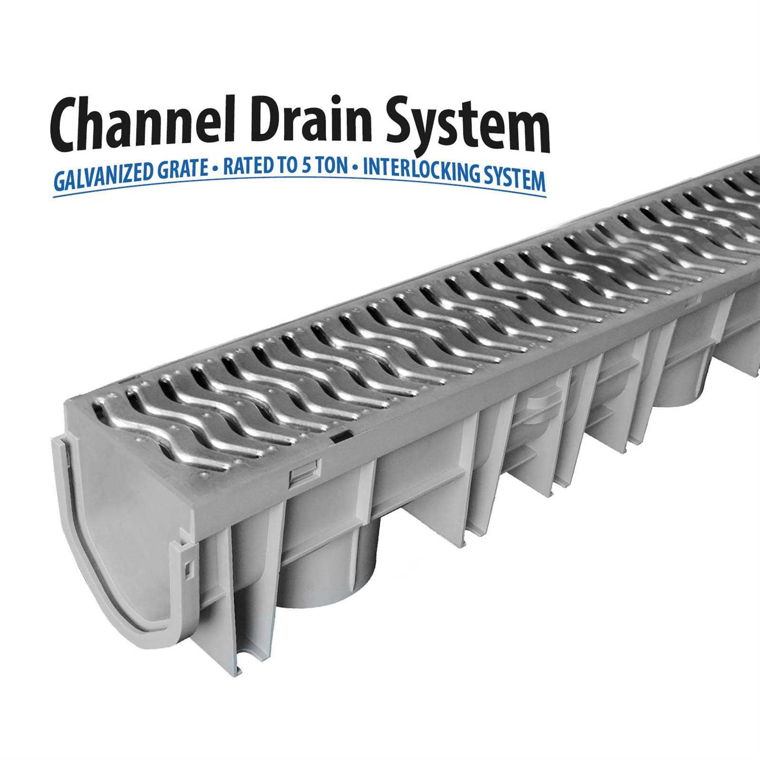 Source 1 Drainage Trench & Driveway Channel Drain with Galvanized Steel Grate - MT - Mrs Treak