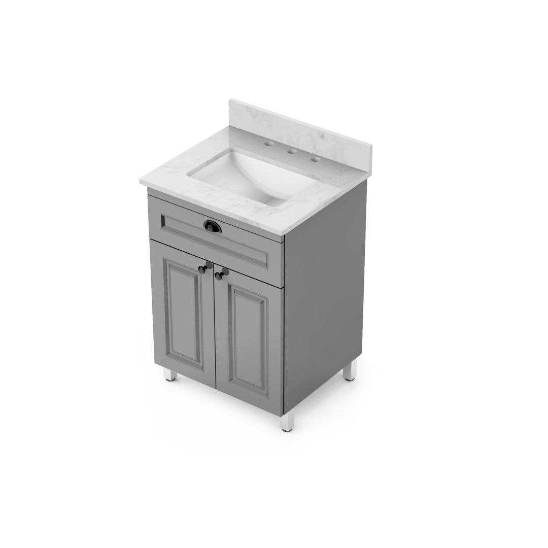 Winette 25 White Undermount Single Sink 3-Hole Bathroom Vanity Top Marble WVT - MT - Mrs Treak