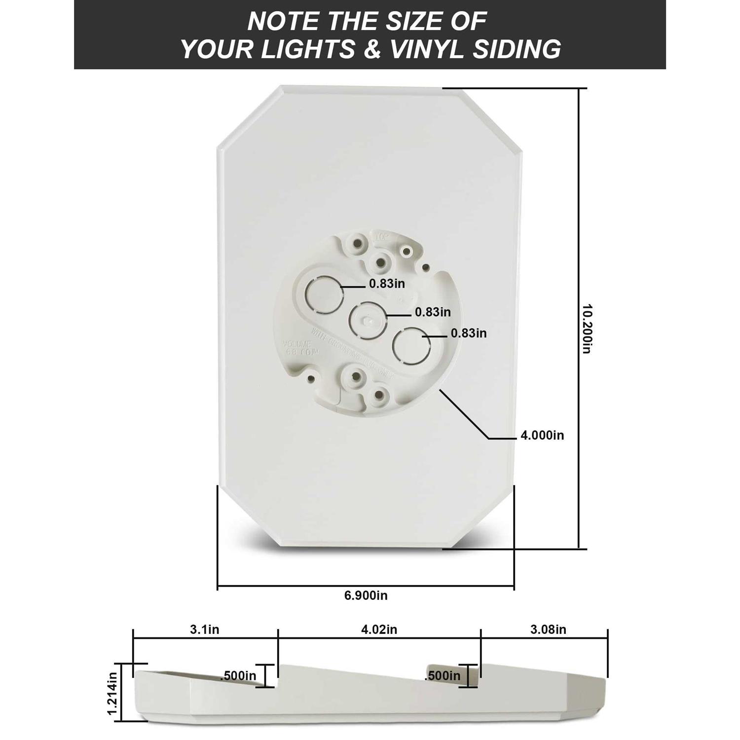 Siding Mounting Kit, Black Outdoor Light Mounting Block with Built-in Box, Siding Mounting Plate for 1/2 inch Lap Double and 4 inch Siding - MT - Mrs Treak