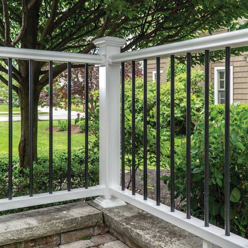 Veranda Traditional 36 in. White PolyComposite Rail Kit with Black Metal Balusters - MT - Mrs Treak