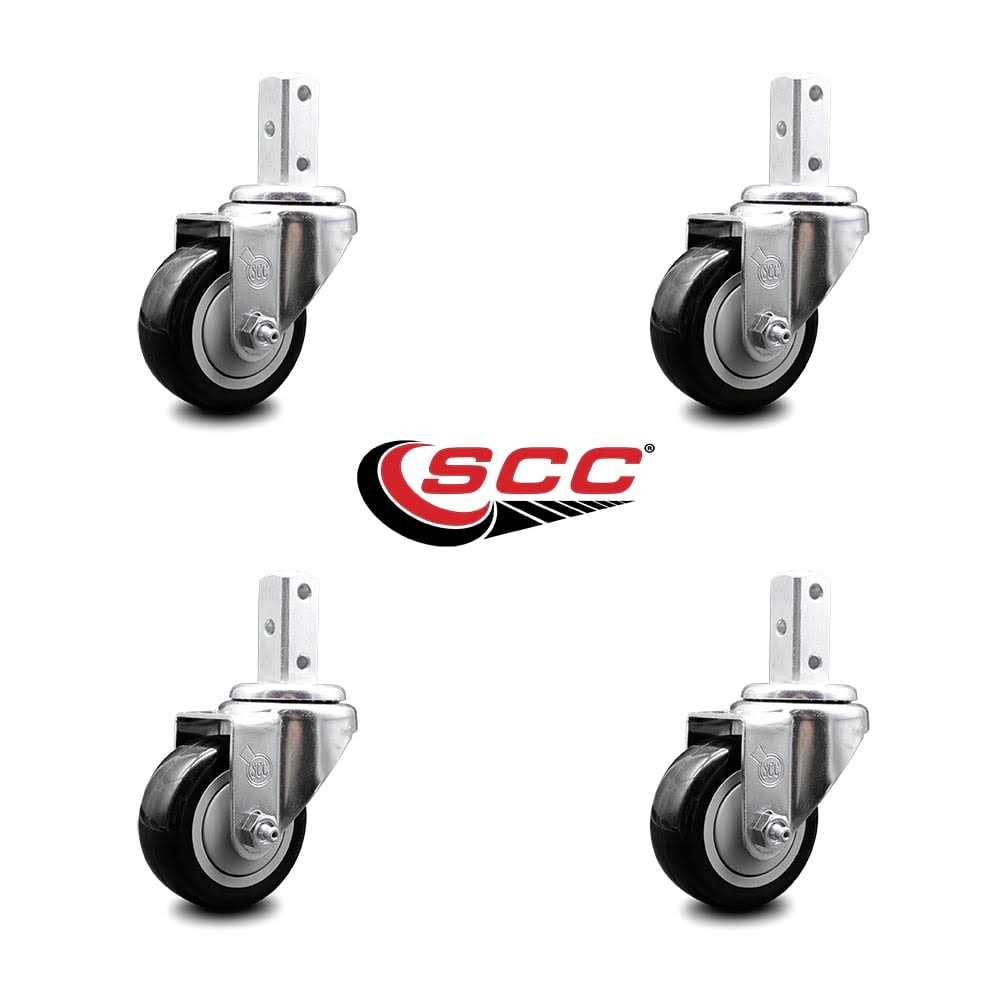 Swivel Square Stem Caster Set 4 w/3.5 x 1.25 Wheel - MT - Mrs Treak