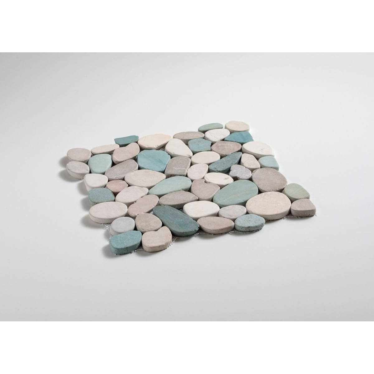 Tile Connection Sliced Pebble Grey 11-1/4 in. x 11-1/4 in. x Mesh-Mounted Mosaic Tile - MT - Mrs Treak