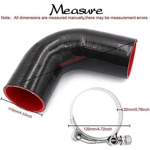 TuoLauthon 4-Ply 90 Degree Elbow Coupler Silicone Hose Length 102mm Thickness 5mm with 2 T-Bolt - MT - Mrs Treak