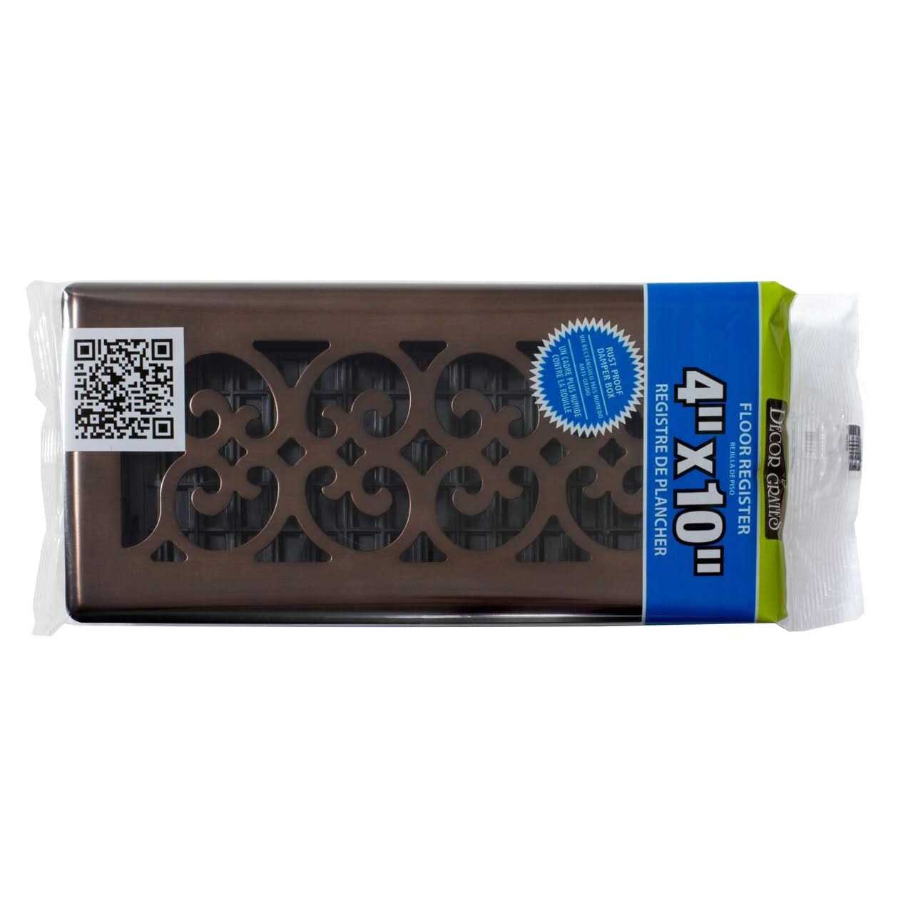 Decor Grates 4 in. x 10 in. Oriental Steel Plated Floor Register - MT - Mrs Treak