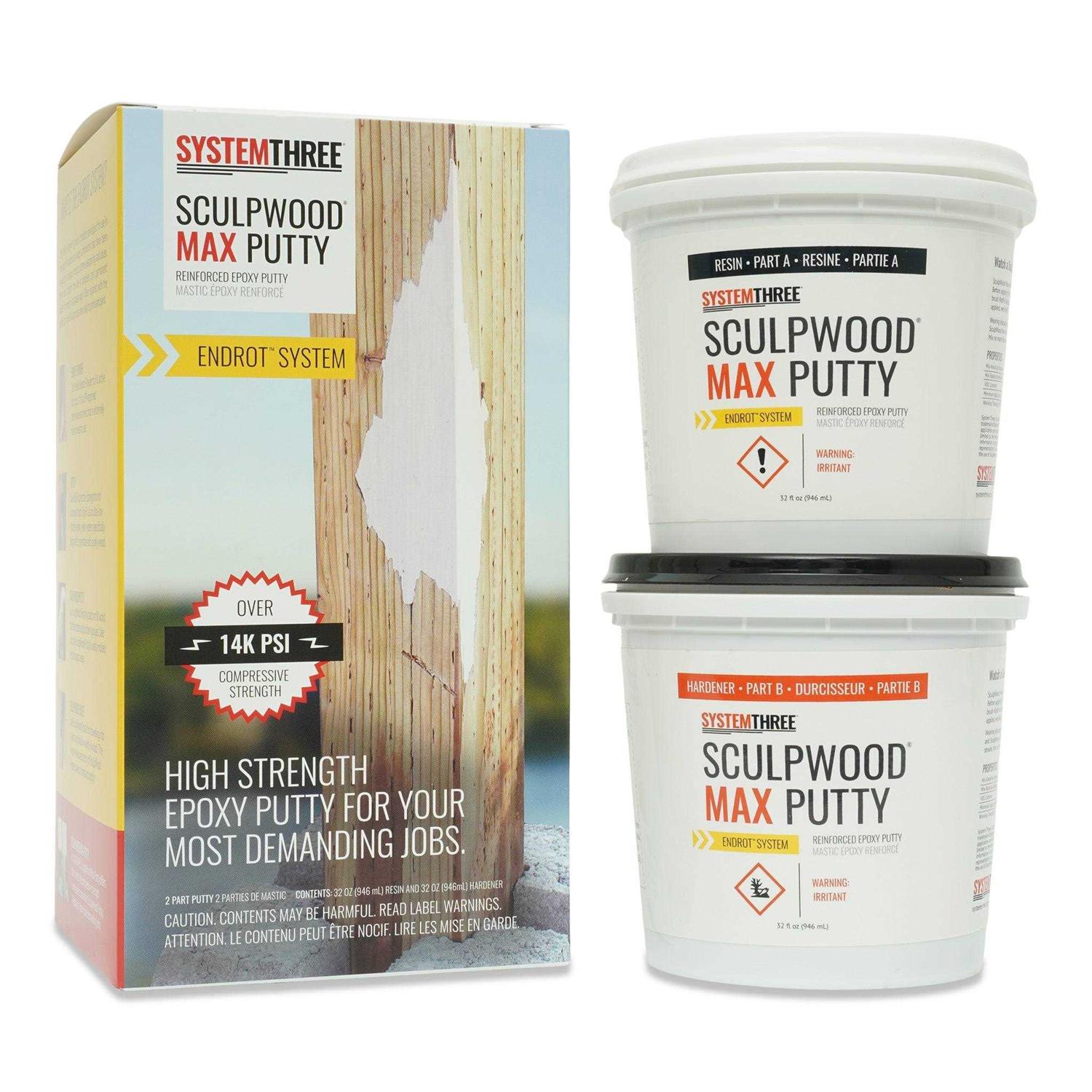 System Three Putty Epoxy Sculpwood 8 oz 1600K10 - MT - Mrs Treak