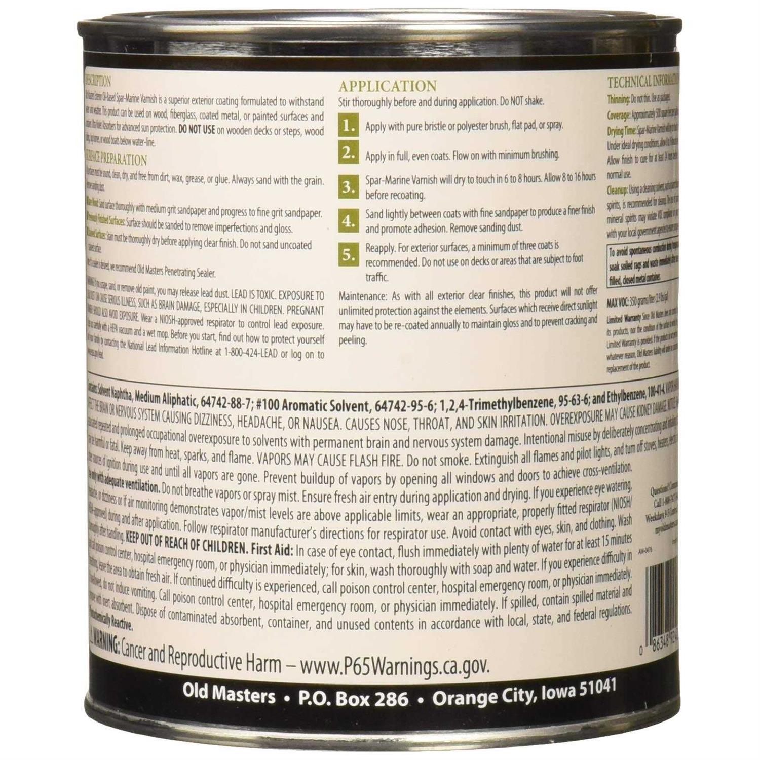 Old Masters Spar Marine Varnish - MT - Mrs Treak