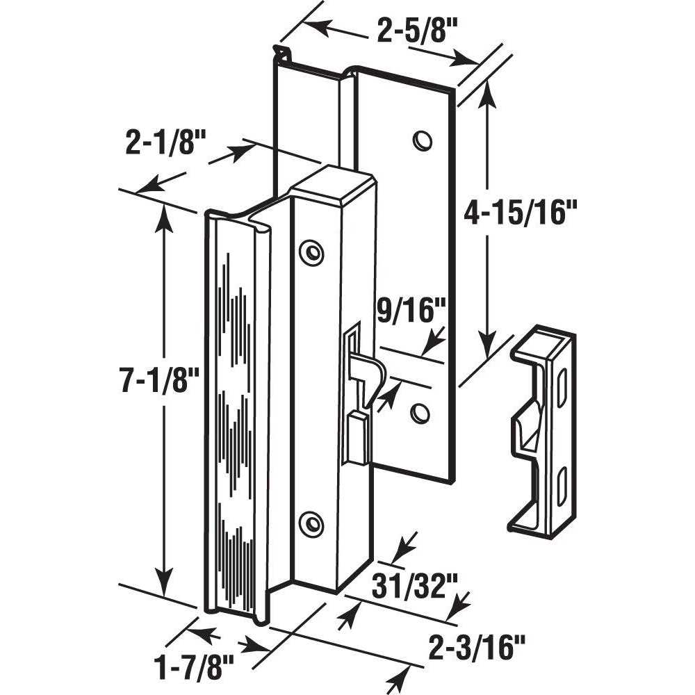 Prime-Line Sliding Door Flush Handle MP1043 - MT - Mrs Treak