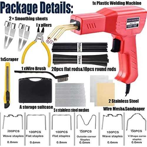 Upgraded 150W Plastic Welder Bumper Repair Kit,2-in-1 Plastic Welding Kit 800PCS Hot Staples & 30pcs Plastic Welding Rods,Hot Stapler Plastic Repair - MT - Mrs Treak