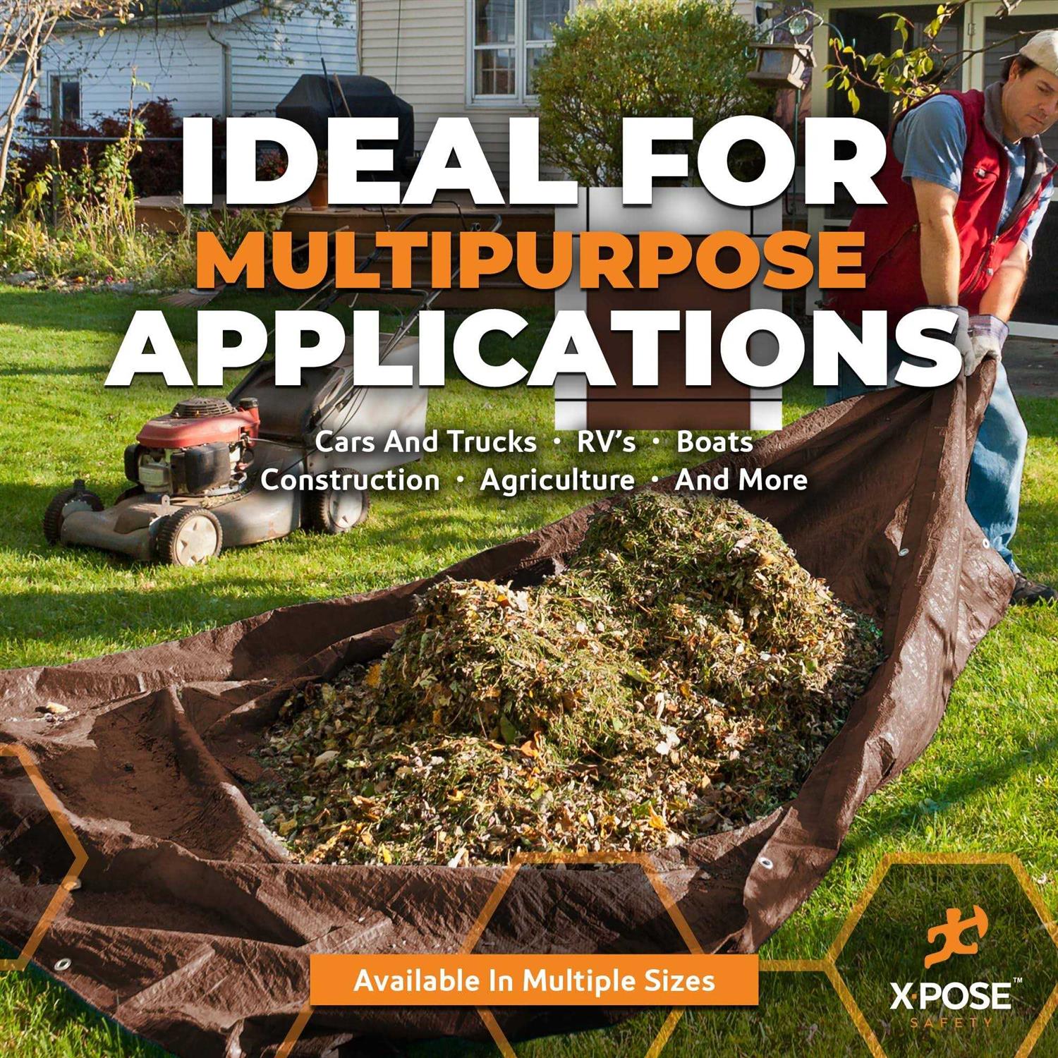 Xpose Safety Super Heavy Duty 16 Mil Brown Poly Tarp - MT - Mrs Treak