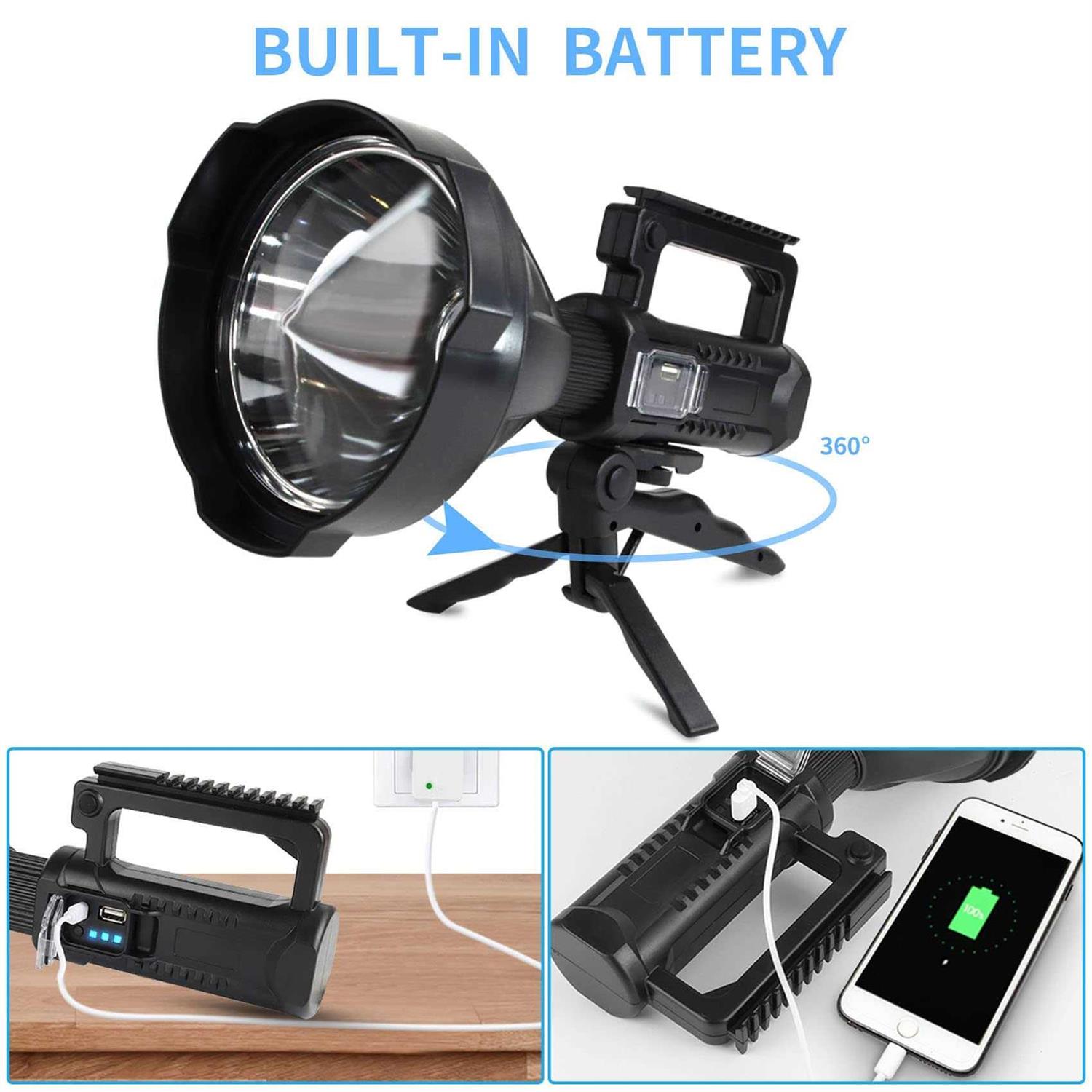 Foleto Rechargeable LED Spotlight Flashlights High Lumens Super Bright Flashlight with 4 Modes Ipx5 Waterproof - MT - Mrs Treak