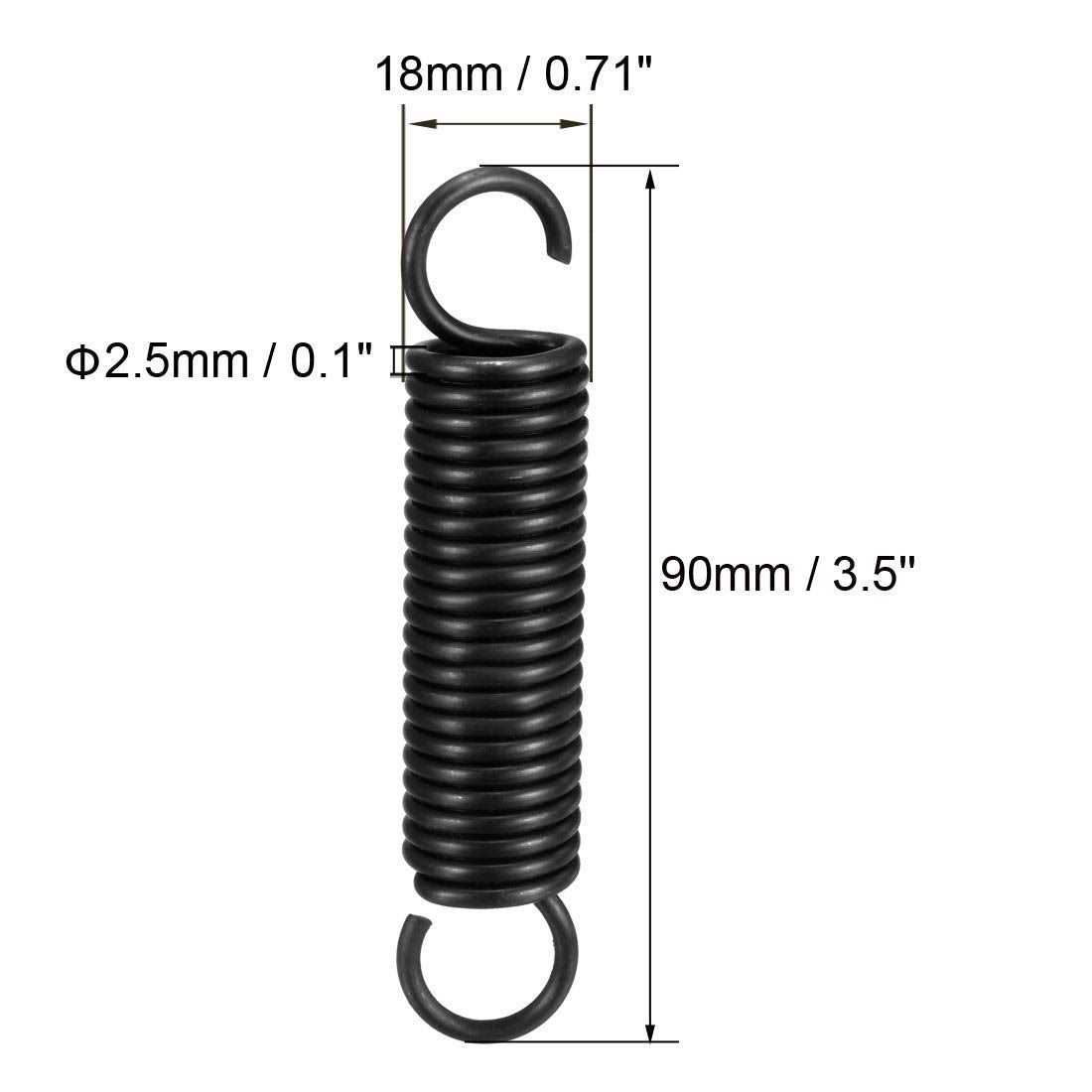uxcell Extension Spring 2.5mm Wire Dia 18mm OD Free Length Spring Steel Small Dual Hook Tension Spring - MT - Mrs Treak