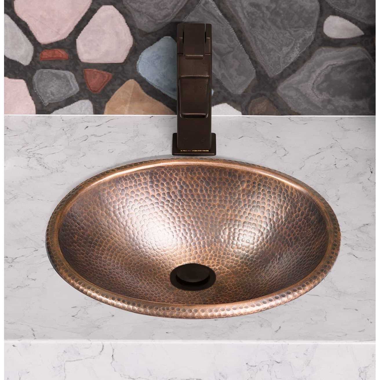 Monarch Abode 17 in. Hand Hammered Oval Drop-in Bathroom Sink in Pure Copper - MT - Mrs Treak