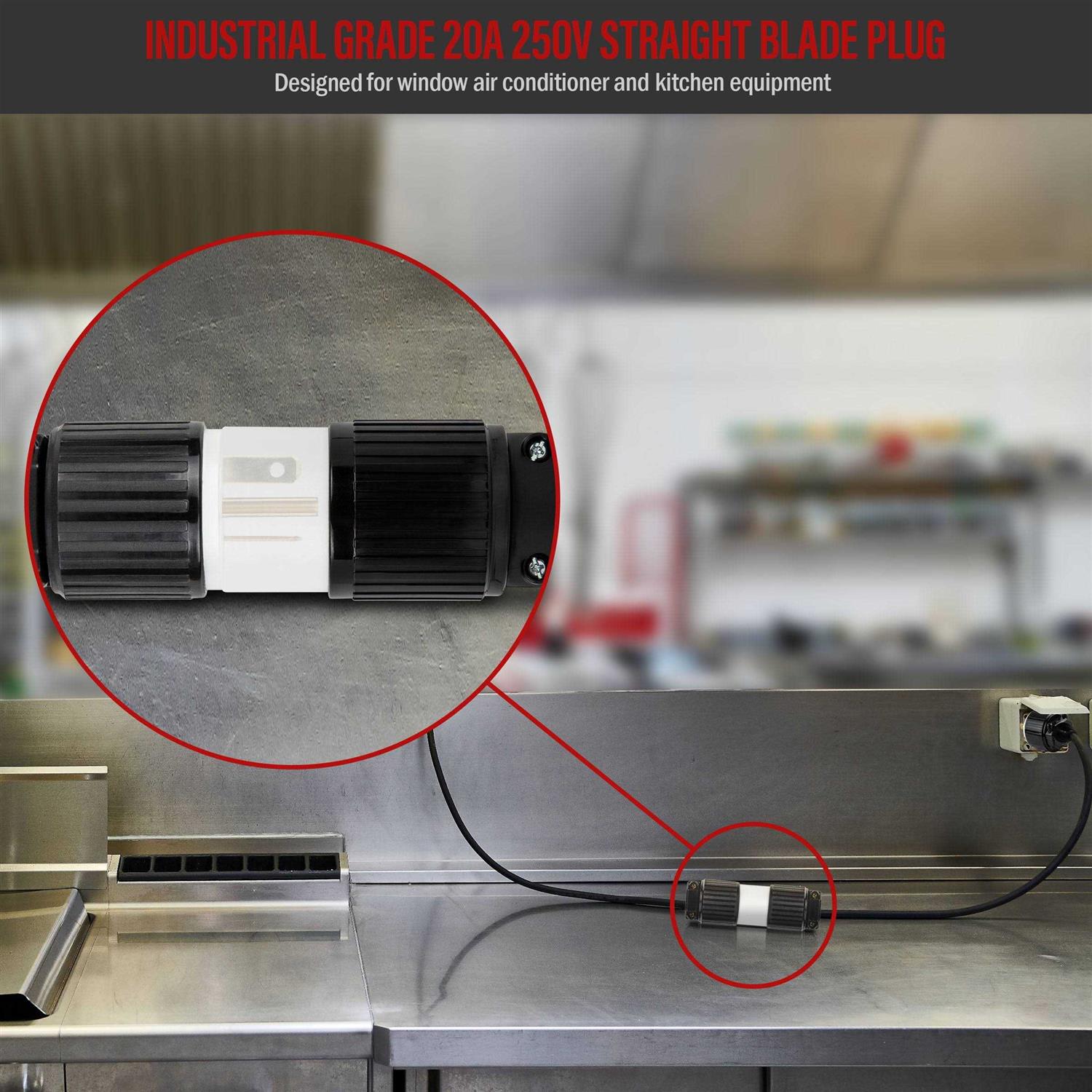 Enerlites Nema 6-15p Straight Blade Replacement Plug Connector Male Extension Cord Ends 66220-BK - MT - Mrs Treak