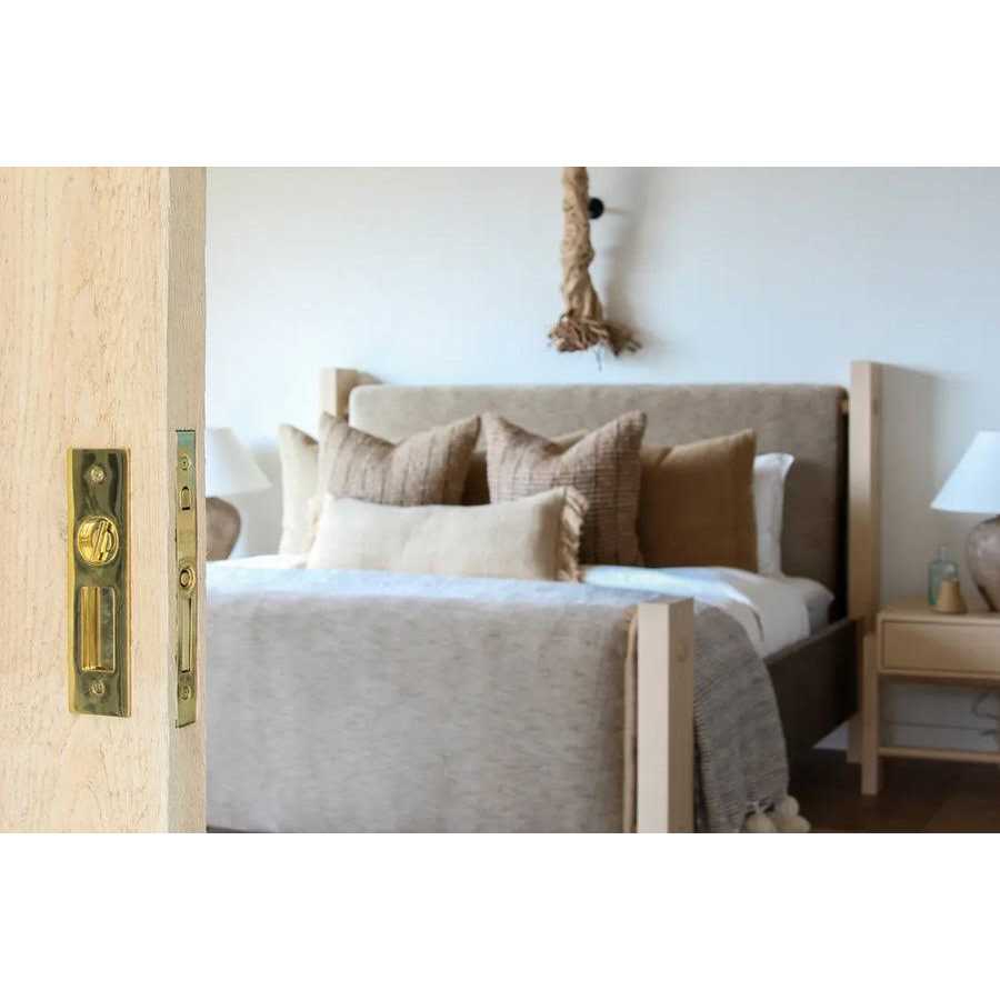 Emtek Mortise Pocket Door Hardware Narrow Modern Rectangular Keyed Pocket Door Mortise Lock 2153US26138 - MT - Mrs Treak