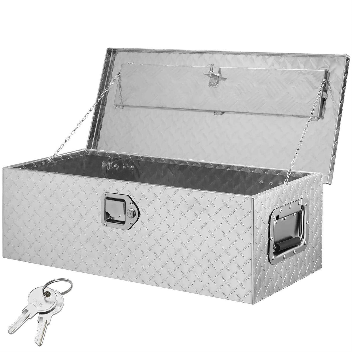 VEVOR Heavy Duty Aluminum Truck Bed Tool Box, Diamond Plate Tool Box with Side Handle and Lock Keys - MT - Mrs Treak