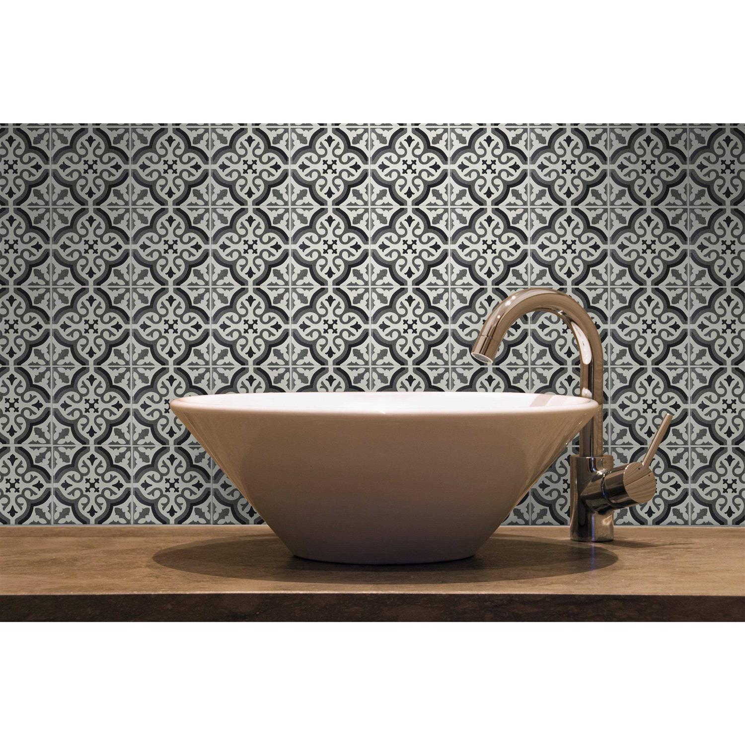 Mosaic Tile Outlet Deco Patterned Black Gray White Matte Porcelain Tile - MT - Mrs Treak