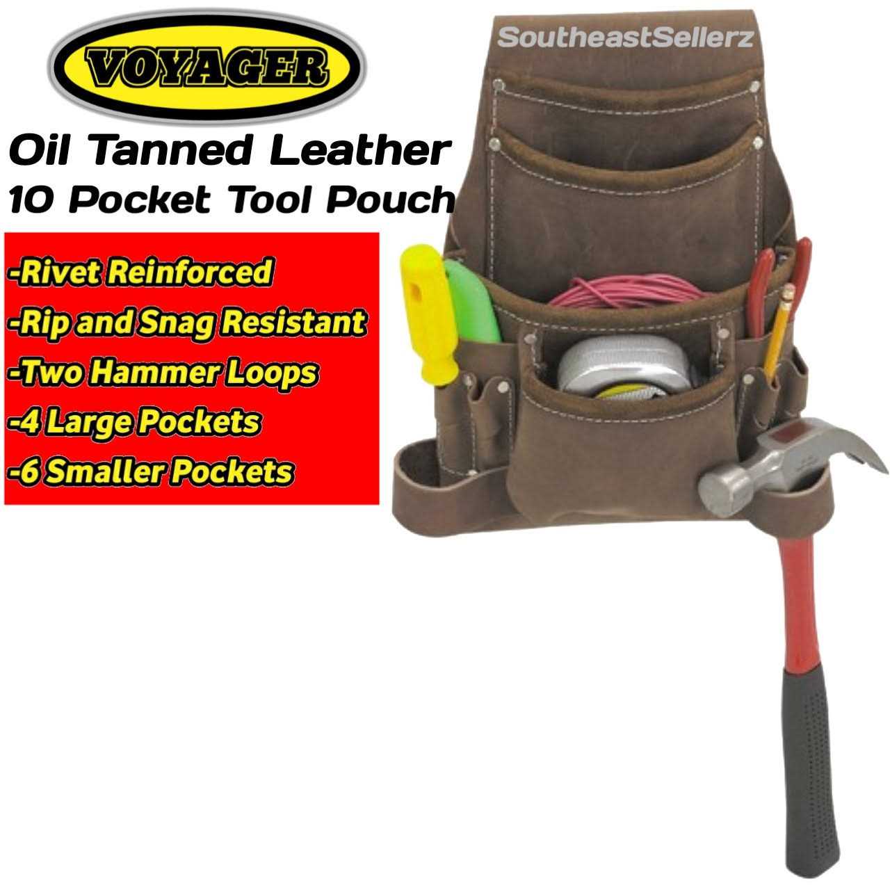 Voyager 10 Pocket Carpenters Leather Tool Belt - MT - Mrs Treak