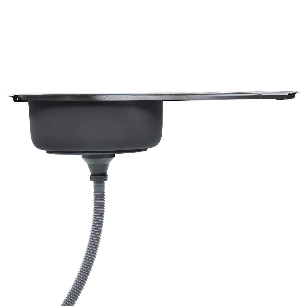 vidaXL Kitchen Sink with Drainer Set Silver 39.4×23.6×6.1 Stainless Steel - MT - Mrs Treak