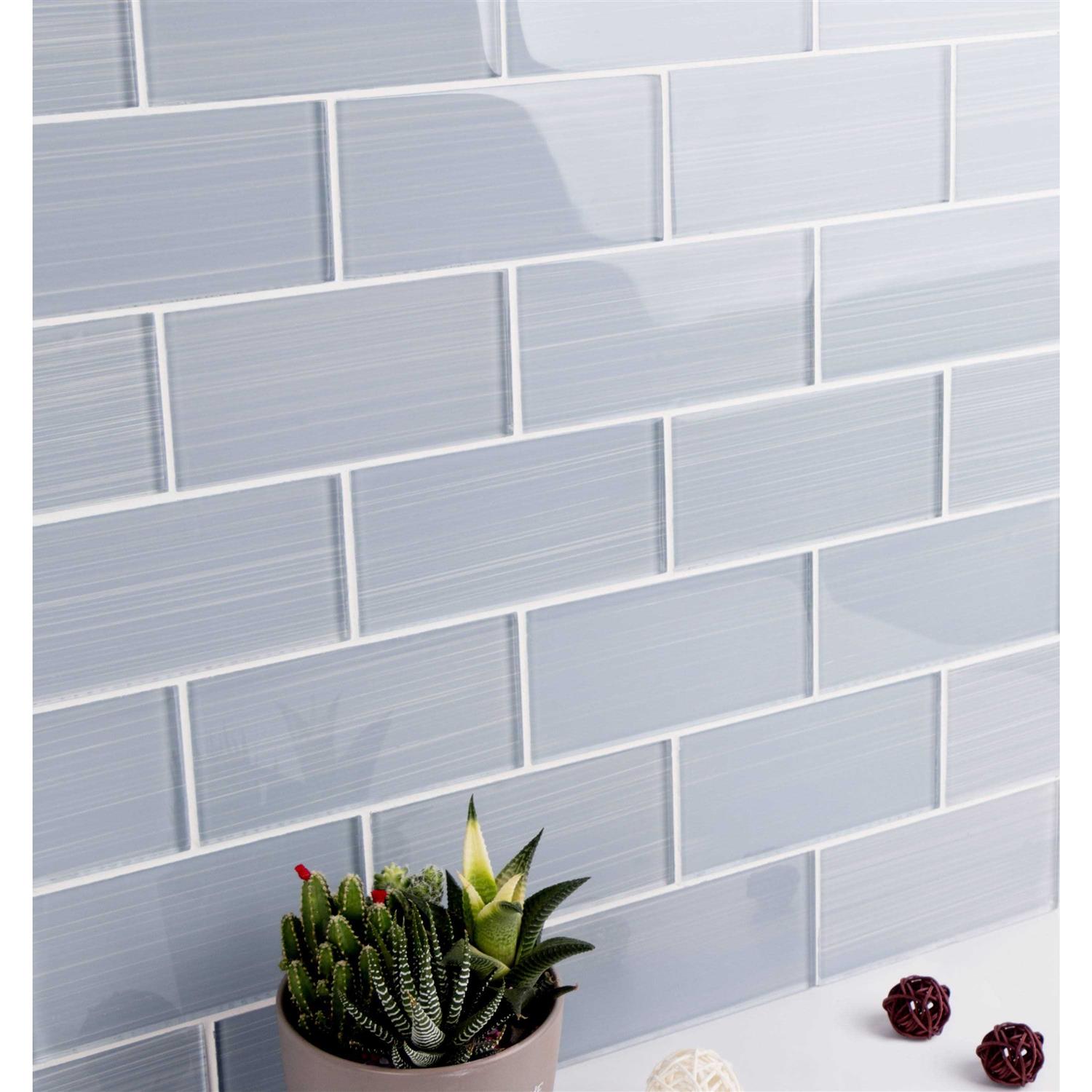 WS Tiles Hand Painted 3 in. x 6 in. Glass Subway 12 in. x 12 in. Mesh-Backed Wall Tile WST - Mrs Treak