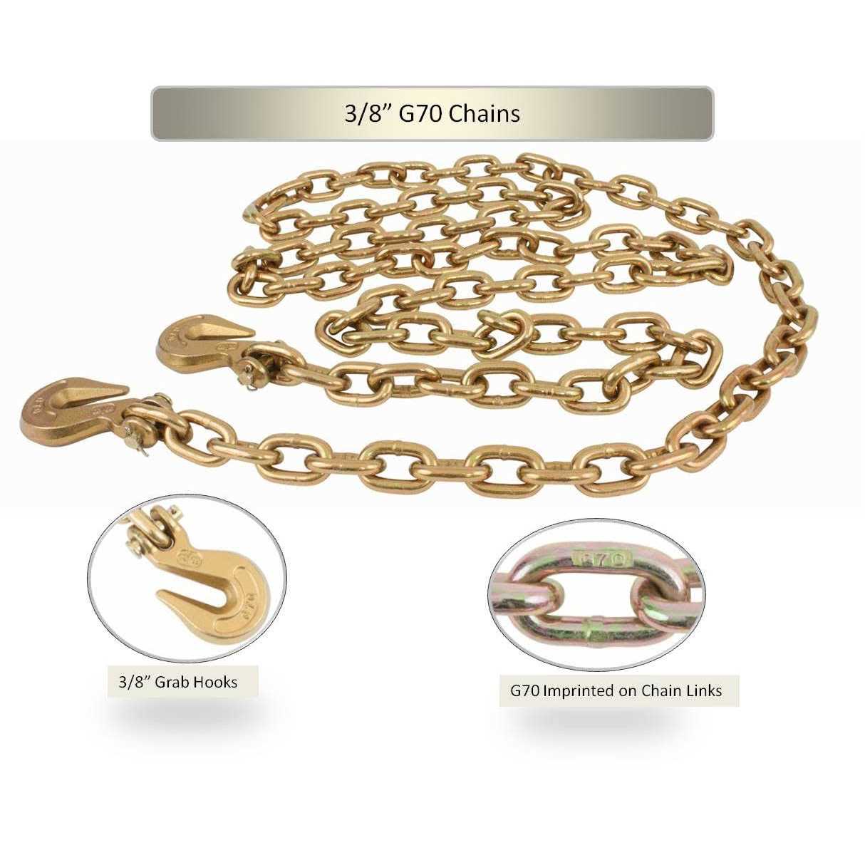 Mytee Products Grade 70 Binder Chain with Clevis Grab Hooks - Mrs Treak