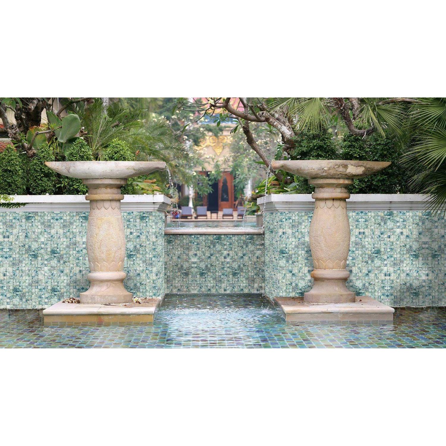 MosaicTileOutlet Translucent Gray Yellow Turquoise Glass Mosaic Tile - MT - Mrs Treak