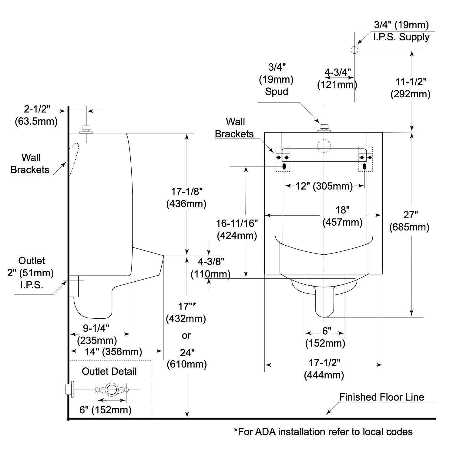 Toto Commercial Washout Urinal UT104E#01 - MT - Mrs Treak