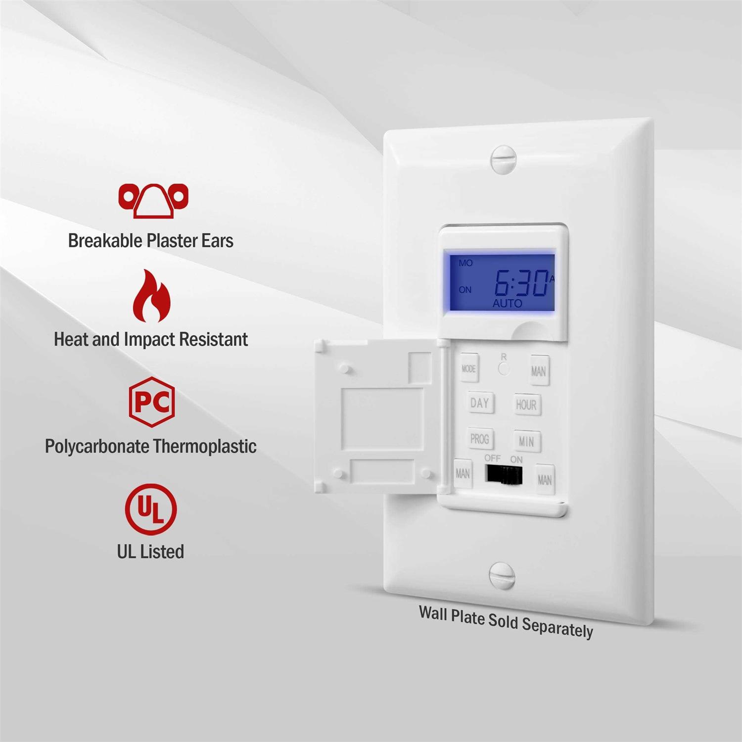 Enerlites 7-Day Digital In-Wall Programmable Timer Switch - MT - Mrs Treak