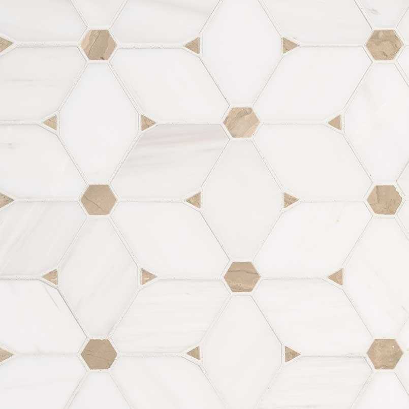 MSI Carrara White Hexagon 11.75 in. x 12 in. x 8mm Honed Marble Mesh-Mounted Mosaic Tile - MT - Mrs Treak