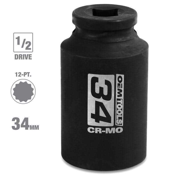 OEMTOOLS 0.50 in Drive 12-Pt 30mm Axle Nut Socket 24714 - MT - Mrs Treak