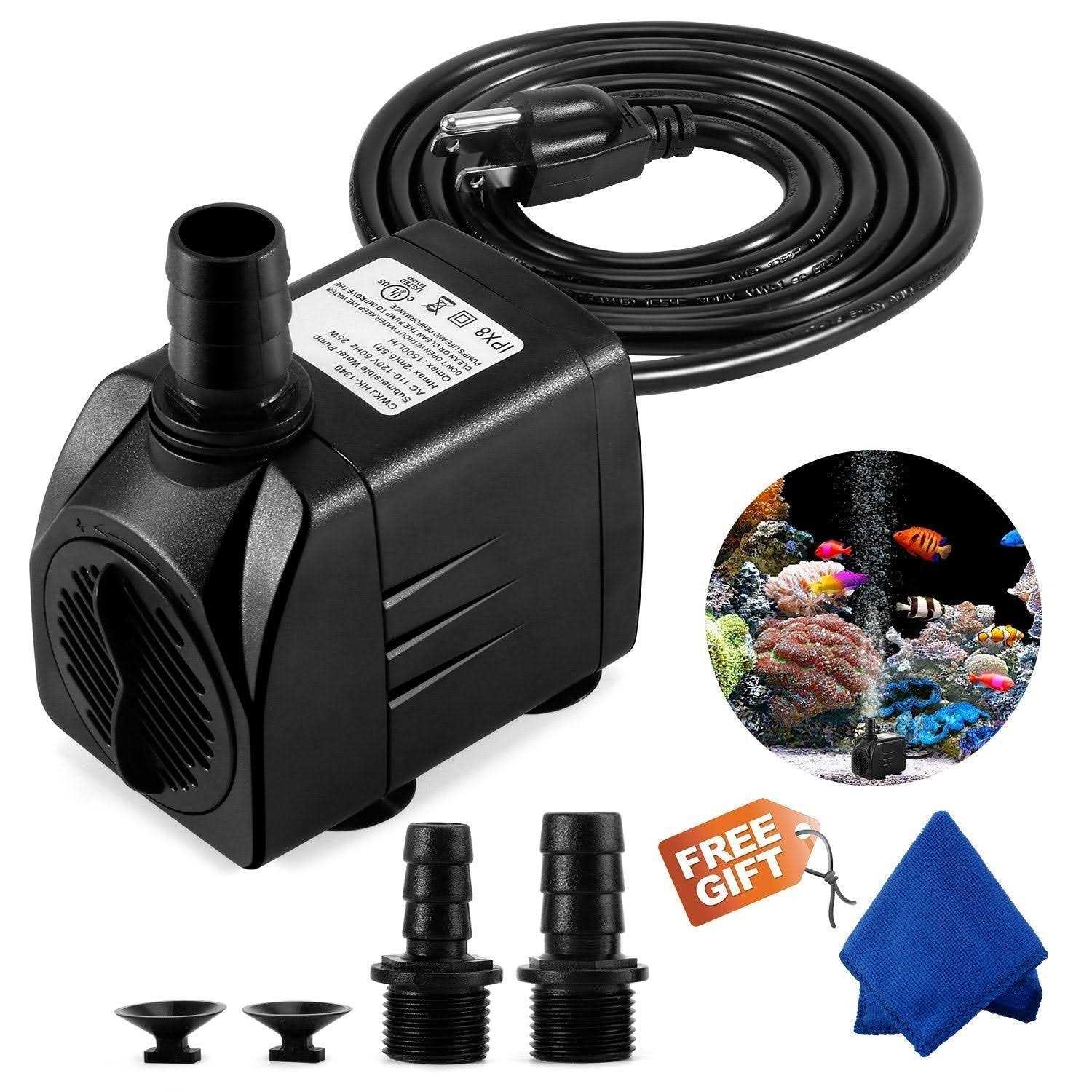 Cwkj Fountain Pump Submersible Water Pump Durable Outdoor Fountain Water Pump Power Cord - MT - Mrs Treak