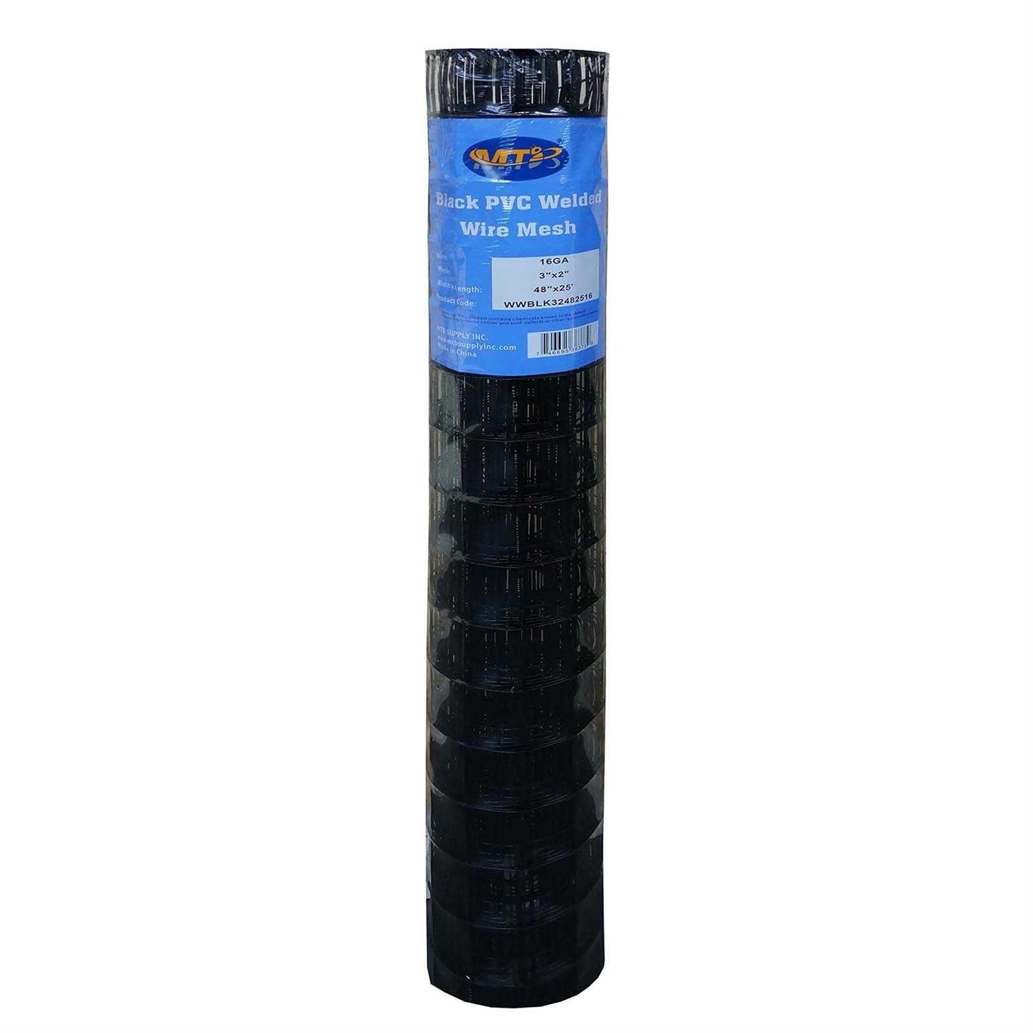 MTB Supply MTB Black PVC Coated Welded Wire Mesh Garden Economy Fence 1 Inch x 1 Inch 16GA - MT - Mrs Treak